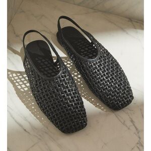 ZARA 9 BRAIDED LEATHER SLINGBACK BALLET FLATS NWT